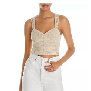 Aqua Bloomingdale’s Crochet Beige Top Crop Bustier